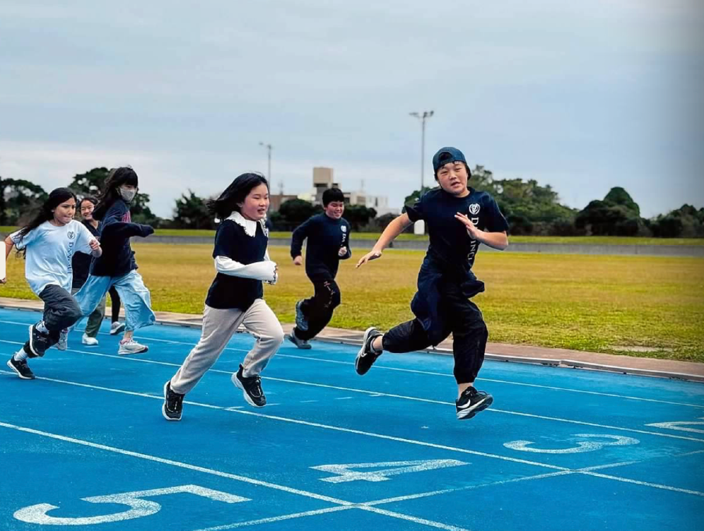 Students participating in physical education